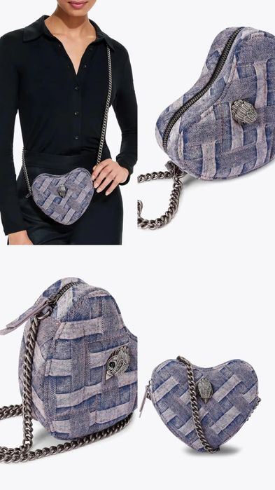 Дамска чанта сърце Kurt Geiger цветна, дънкова, кожена