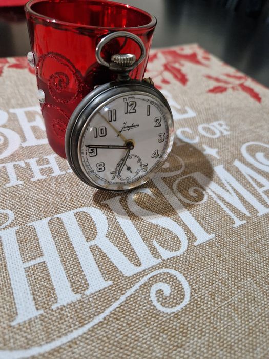 Рядък антикварен колекционерски немски джобен часовник Junghans