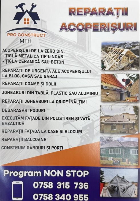 Reparati acoperisuri  PRO-construct-MTH SRL