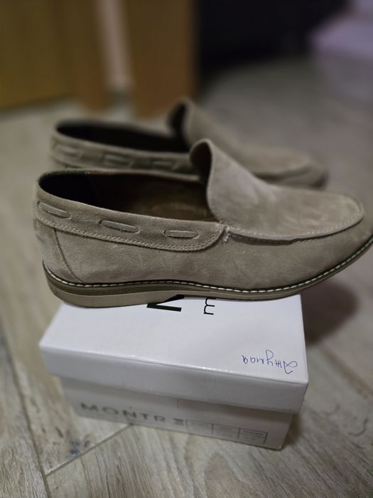 Мъжки мокасини естествен велур български