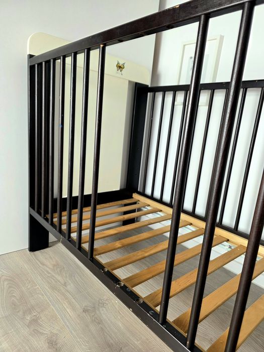 Patut bebelusi 120x60 cm din lemn cu 3 nivele de inaltime si 3 bare detasabile