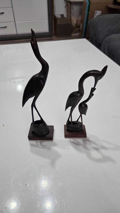 Lot vintage de 2 pasari din abanos