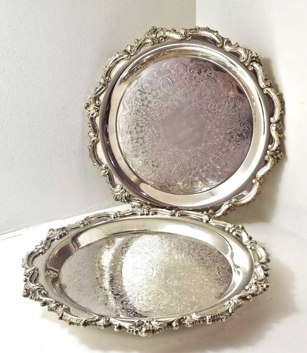 Два винтажных посеребренных больших блюда на стол из США