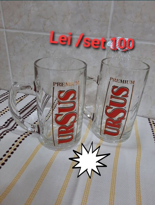 Halbă  bere, sticlă / porțelan,pret/ buc.