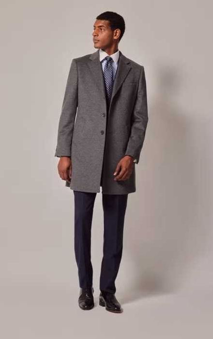 Palton slim 50 L 52 XL premium CINQUE lana moale dark grey