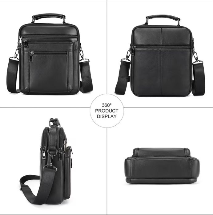 Мъжка делова и обемна кожена чанта Montreal/Черна естест.кожа-Промоция