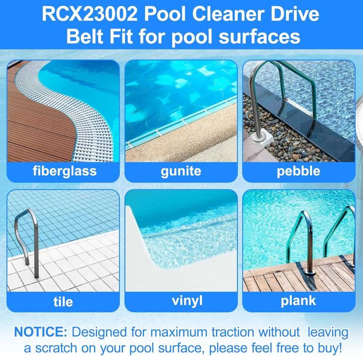 2 броя RCX23002 гумени задвижващи ремъци за прахосмукачка за басейн