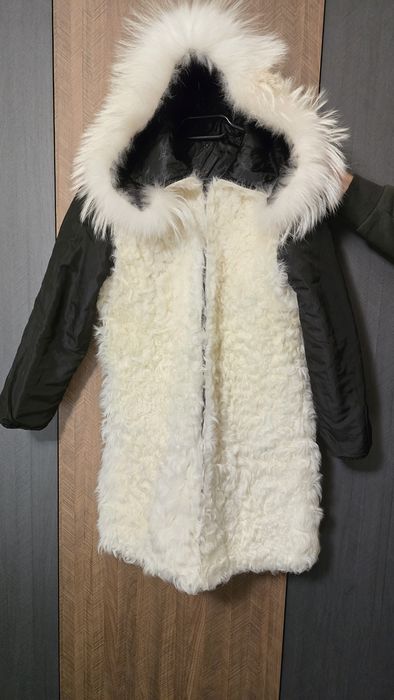 парка с естествена кожа астрагон