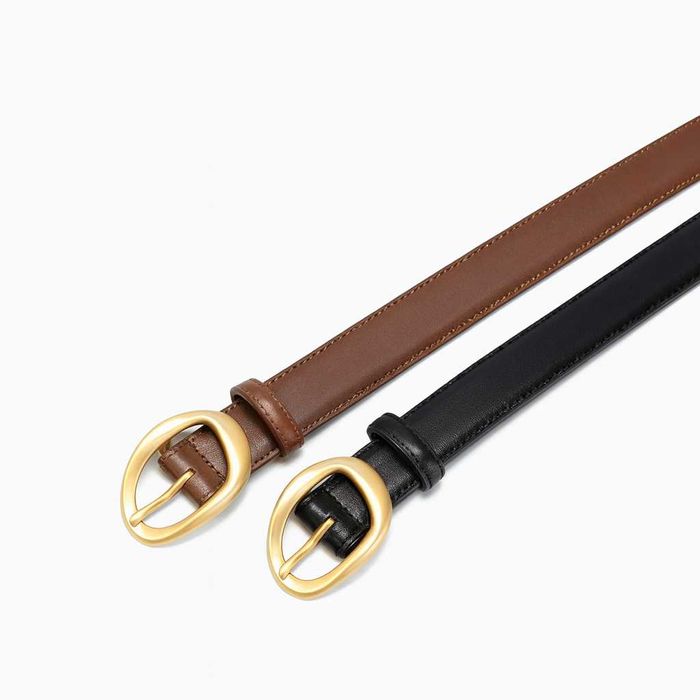 Curea Eleganta pentru Femei din Piele Ecologica de Calitate Superioara si Catarama Aurie, PriStyle®, 110cm, Negru/Maro/Crem/Gri