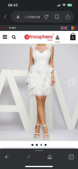 Rochie alba cu pene