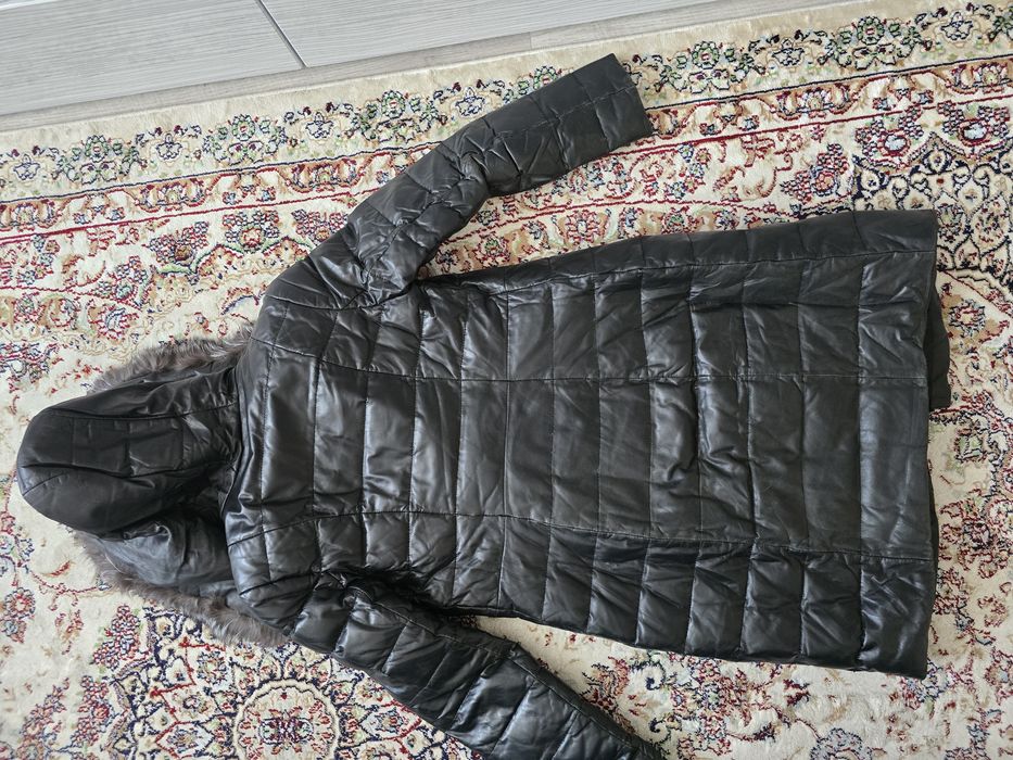 Пуховик кожанный