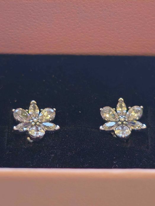 Сребърни обеци - цвете Pandora