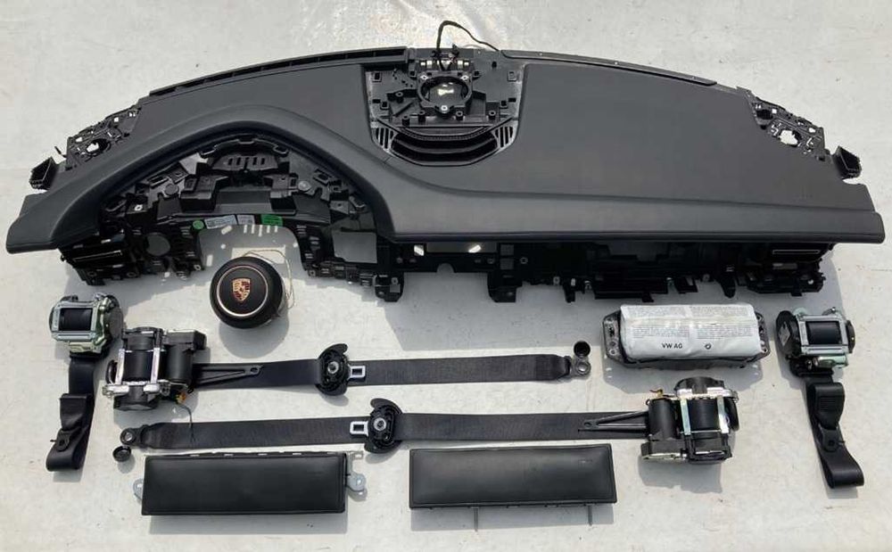 Porsche Taycan - plansa de bord - kit airbag volan pasager genunchi cortina plafon - set centuri de siguranta