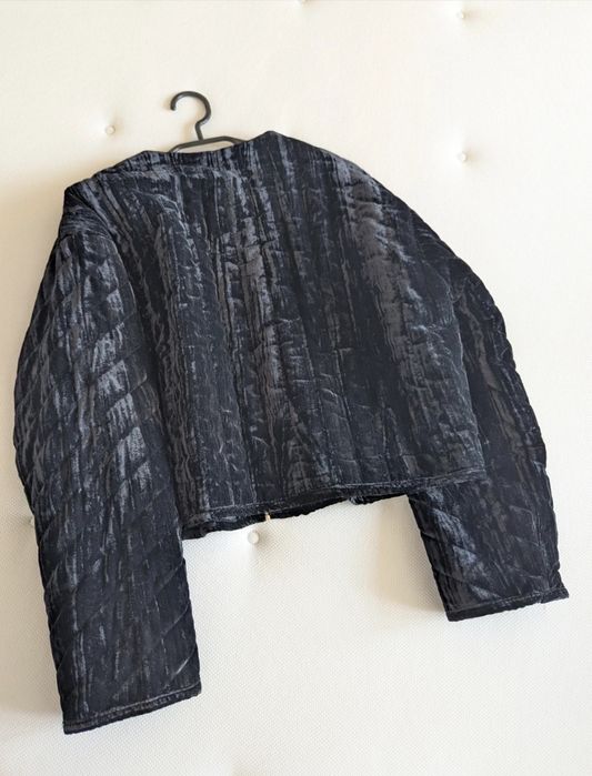 ZARA geacă scurtă matlasată din catifea, nouă cu etichetă