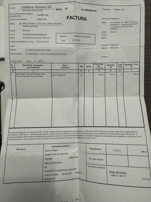 Apple Watch Ultra 2 - Factura- full box