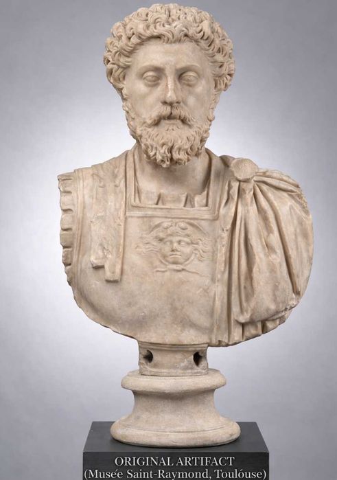 Statuetă Bust Marcus Aurelius - Replică Muzeu, Finisat Manual