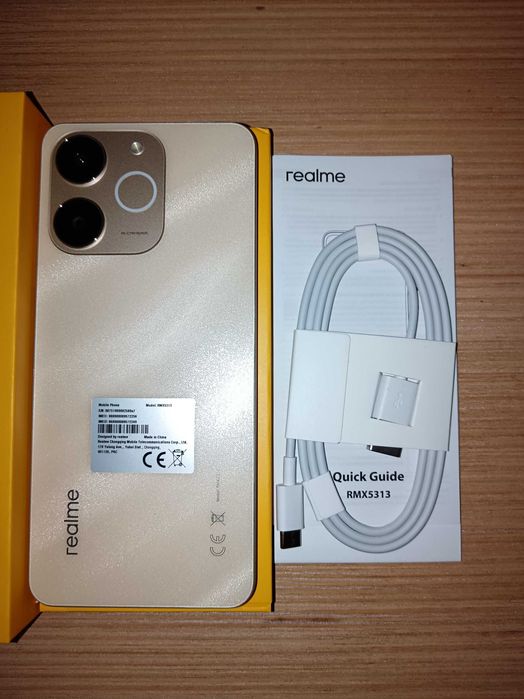 ПРОДАВАМ,НОВ Смартфон Realme Note 70T 4GB RAM 128GB ЗЛАТИСТ