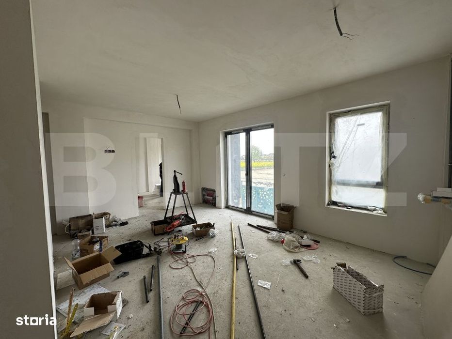 Apartament de vanzare, 3 camere, 53 mp, semifinisat, parter – zona M