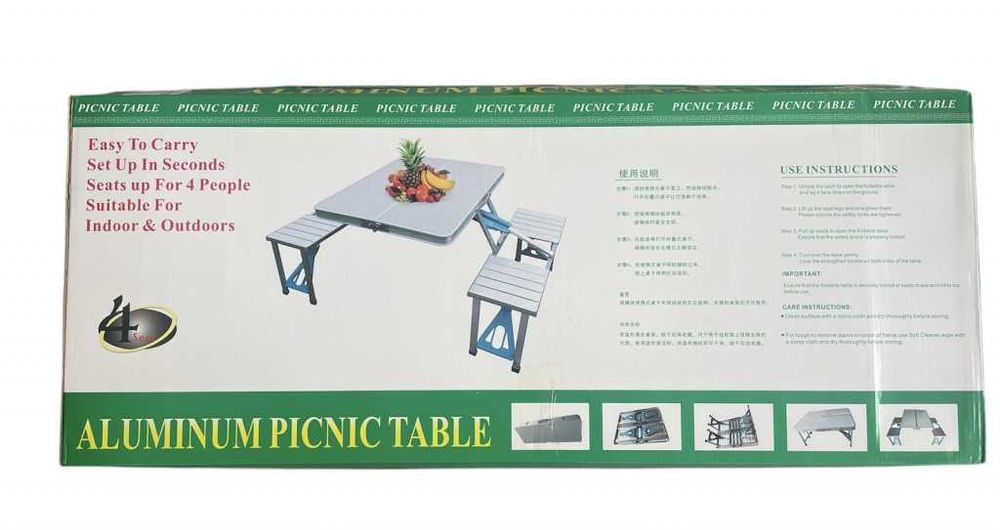 Комплект сгъваема маса с вградени 4 стола за къмпинг,риболов,пикник