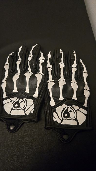 Mănuși moto skull 100% piele cu întărituri pentru degete  marimea L
