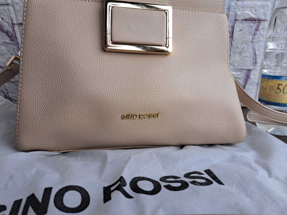 дамска чанта,малка бежова чантичка,Gino Rossi-Нова!естествена кожа