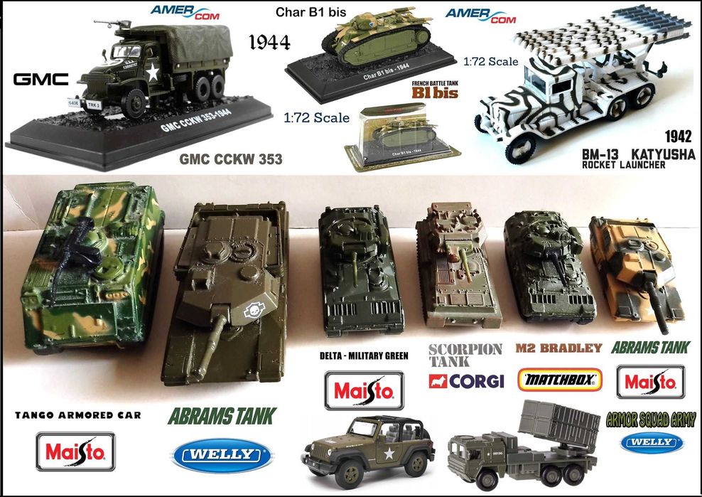 Meтални военни модели Welly, Matchbox, Maisto, Corgi, AmerCom