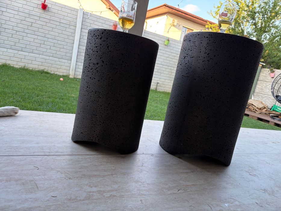 Set 2 măsuțe cafea HOMPUS MGO, interior/exterior, terasă, grădină, aspect beton