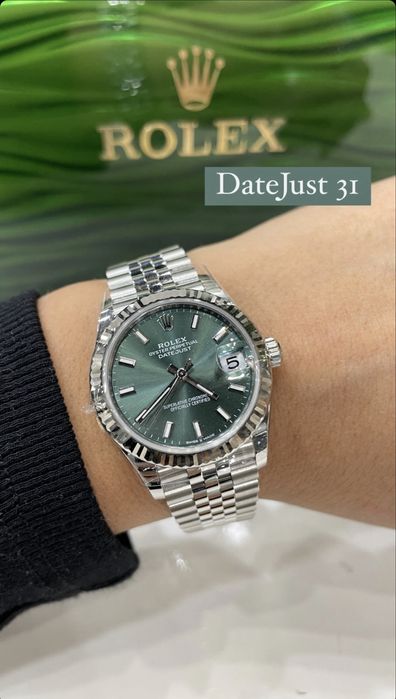 Rolex Date-Just 31 Index Green Mint Dial