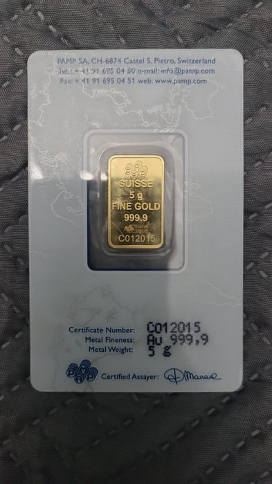5 грамм 999 пробы, золотой слиточек