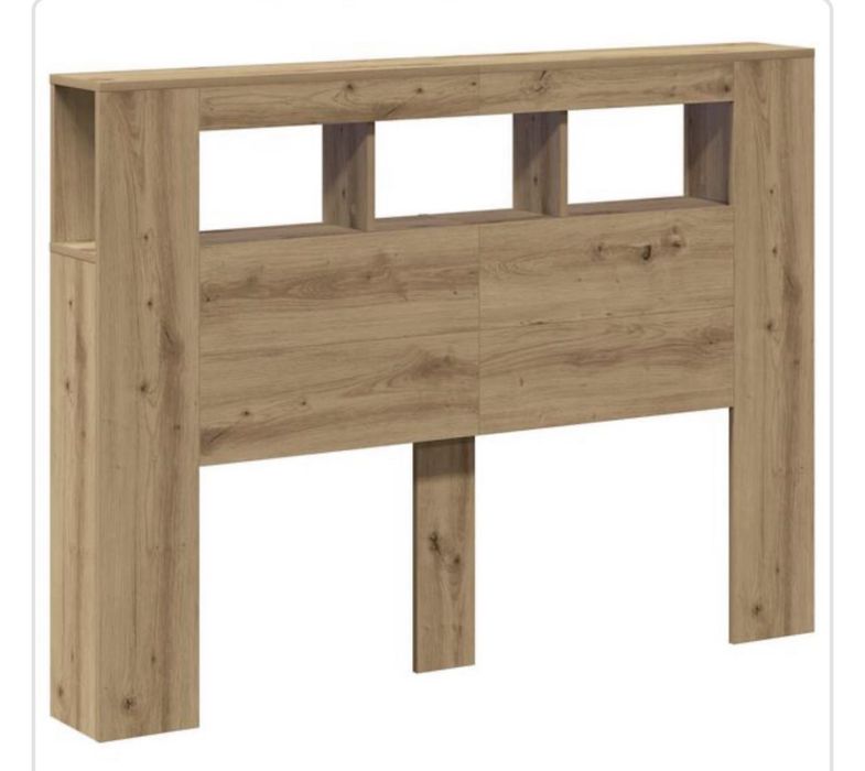 Tăblie de pat cu LED, stejar artizanal, 140x18,5x103,5 cm, lemn stratificat