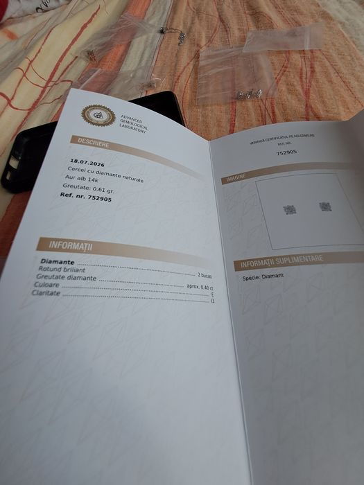 Cercei aur alb 14 k cu diamante naturale
