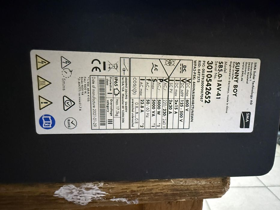 Invertor fotovoltaic SMA Sunny Boy SB5.0-1AV-41 – 5 kW, monofazat