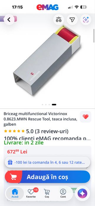 Briceag multifunctional Victorinox rescue tool MW, nou, sigilat, cu teaca inclusa.