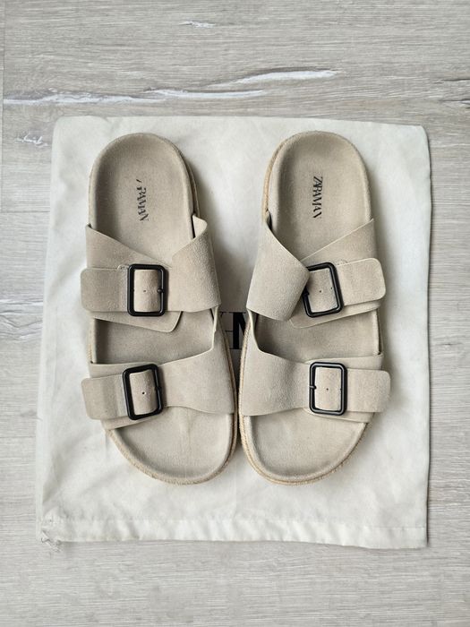 Zara Кожени Сандали с Двойна лента