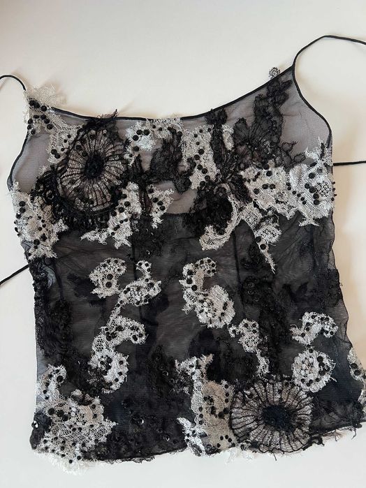 Top de ocazie din dantela brodat manual Deverra Atelier