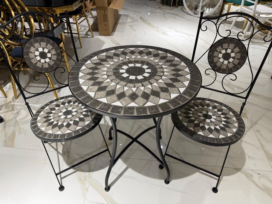 Produse noi !Set masa si 2 scaune terasa metal si mozaic