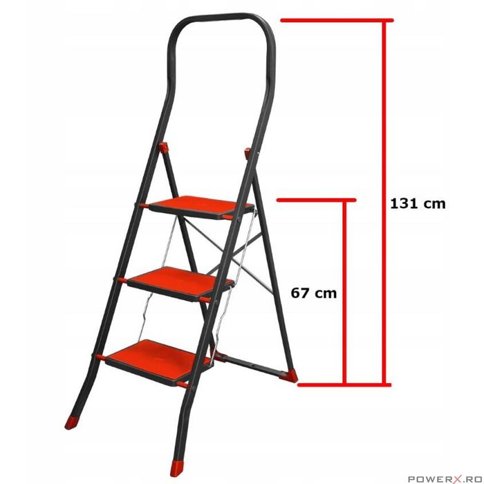 Scara pliabila, solida, 3 trepte, capacitate maxima 150 kg Sepio