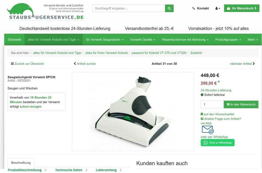 Lot accessorii capete perii furtune pentru Aspiratoate gama Vorwerk Folletto Kobold Tiger