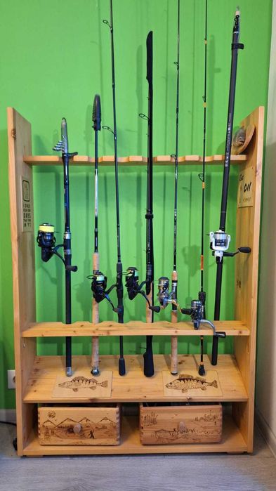 Rastel lansete 6 posturi - Handmade lemn rasinoase - Pirogravat manual