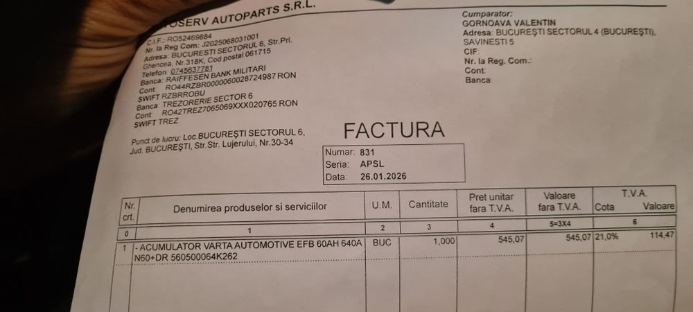 Baterie auto Varta Dynamic EFB N60 – 60Ah / 640A – Start-Stop
