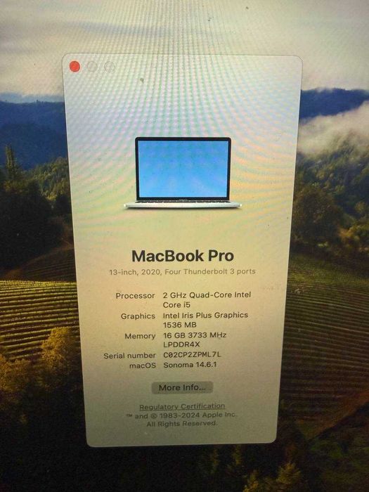 Macbook Pro 13'' 2020, Intel Core i5, 16/512