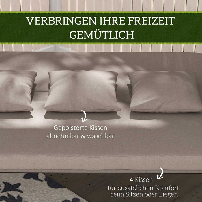 Градинска люлка Outsunny 2 в 1 с функция за накланяне, 3-местна