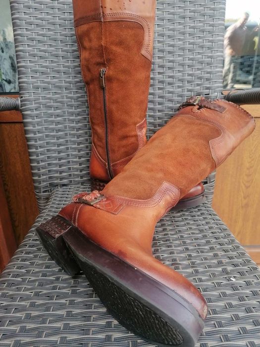 Дамски ботуши естествена кожа и велур