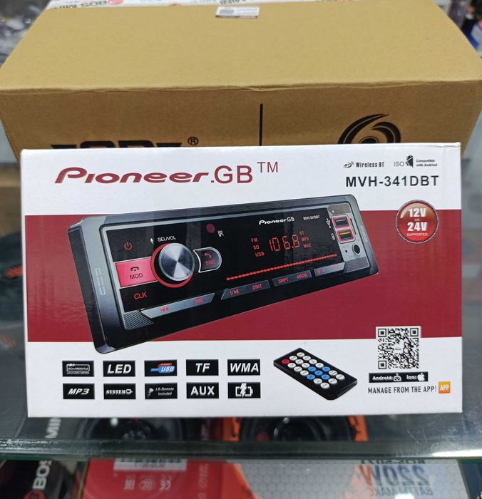 Pioneer 341 BT Bluetooth Avtomagnitola 12V/24V USB TF AUX