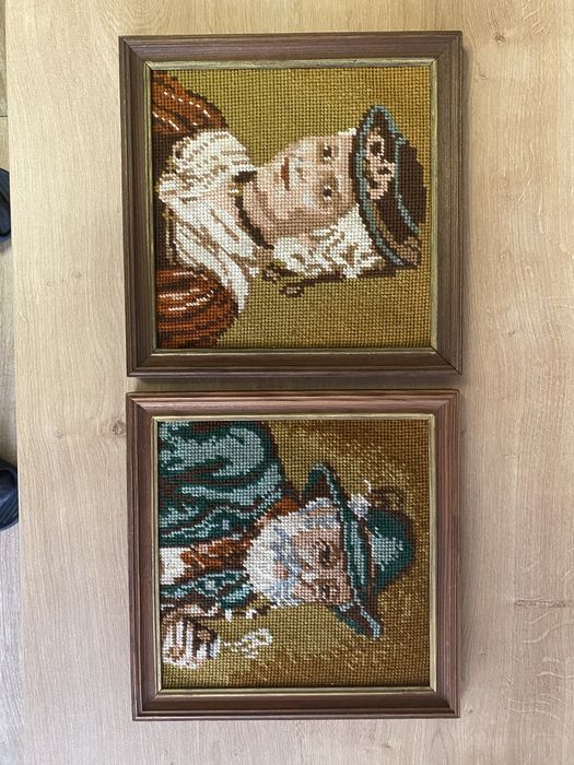 Tablou goblen in rama (moș si babă)