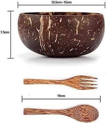 Set  BIO din 2 boluri de nucă de cocos și Tacâm din bambus