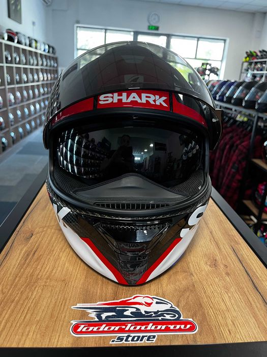 Мото каска SHARK SPARTAN CARBON RAVE ,вградени очила,S 55-56см