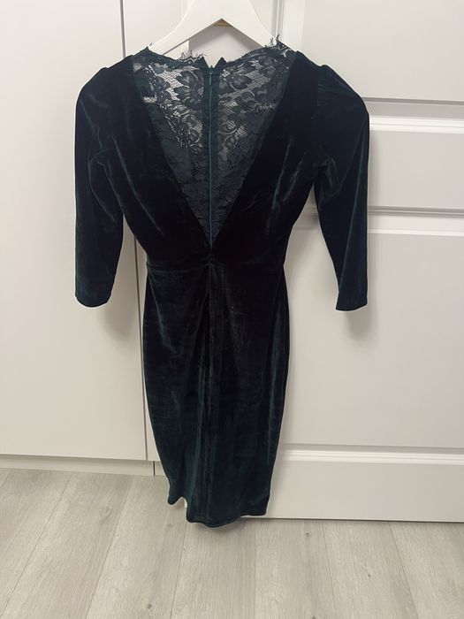 Rochie din catifea verde smarald Miss Grey, marimea 34