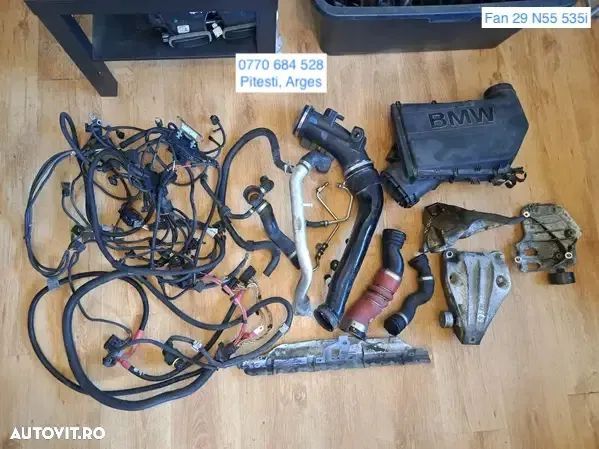 Anexe motor N55 benzina BMW instalatie electrica motor cutie viteze furtun lichid racire tub intercooler conducta combustibil suport motor compresor carcasa filtru aer