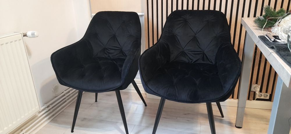 Set 2 scaune Catifea neagra noi